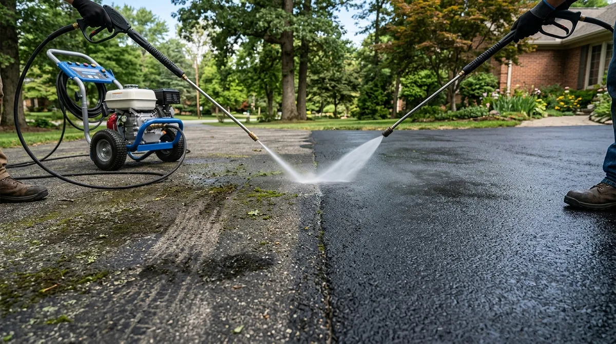 pressure cleaning driveway