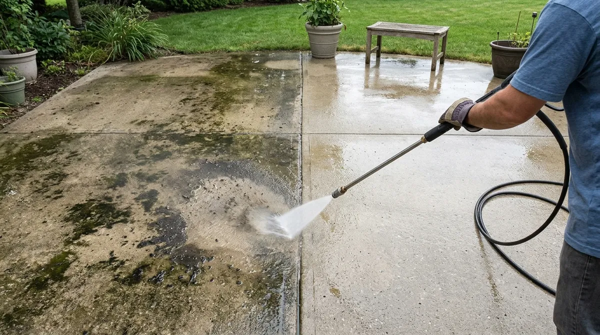 pressure wash concrete patio