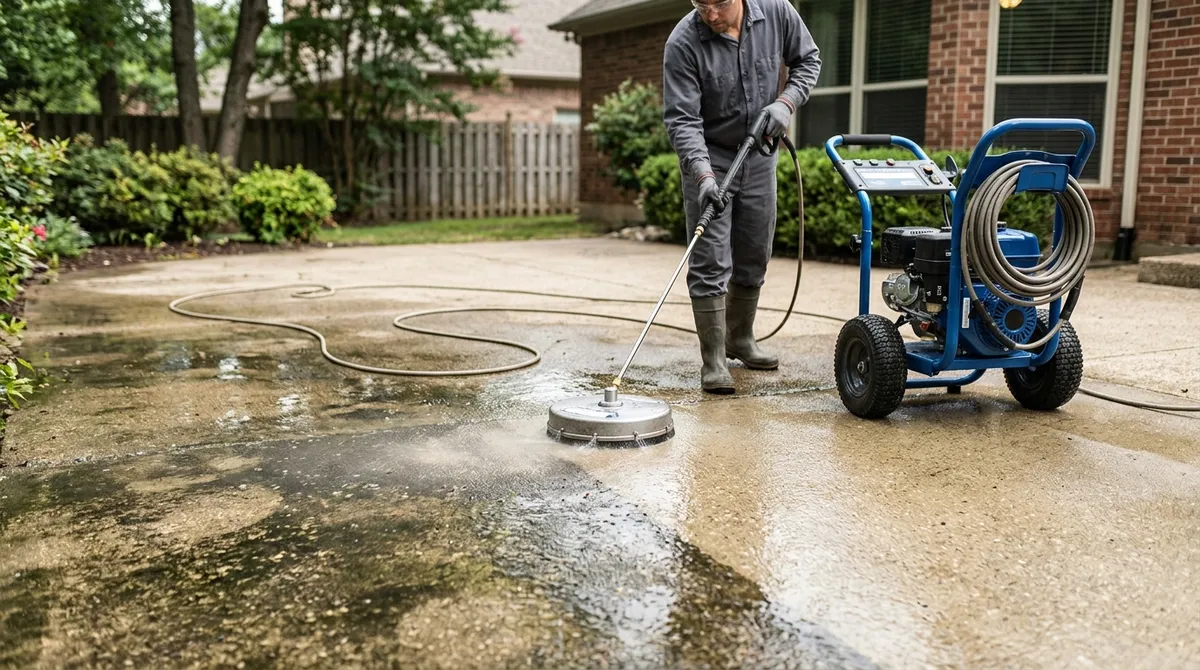 power washing a concrete patio