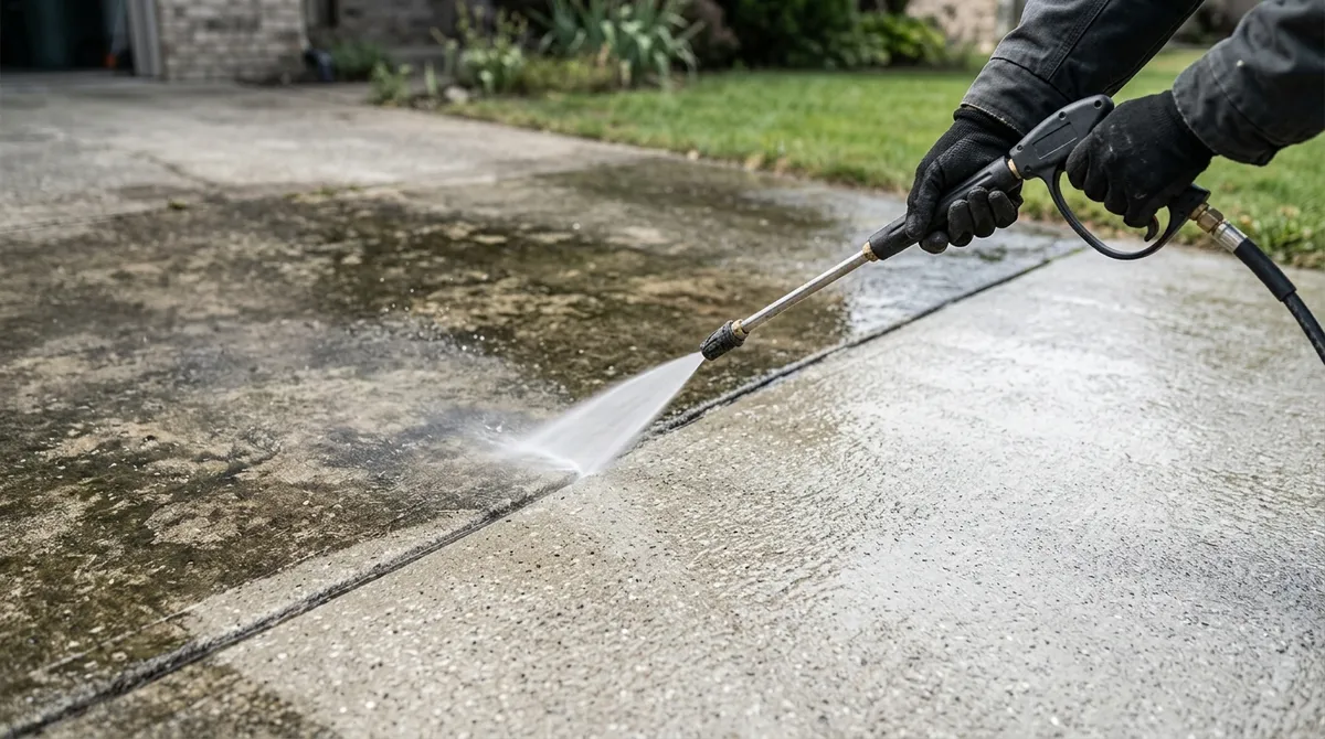 pressure washer on concrete