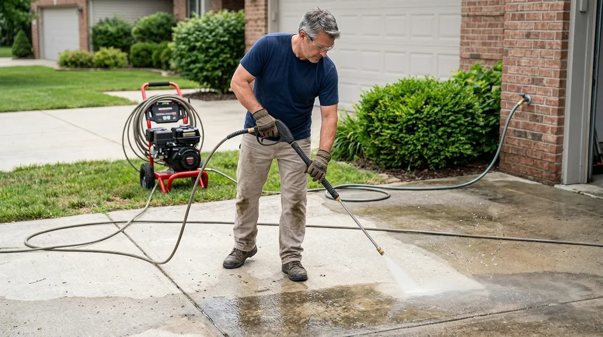 pressure washer on concrete