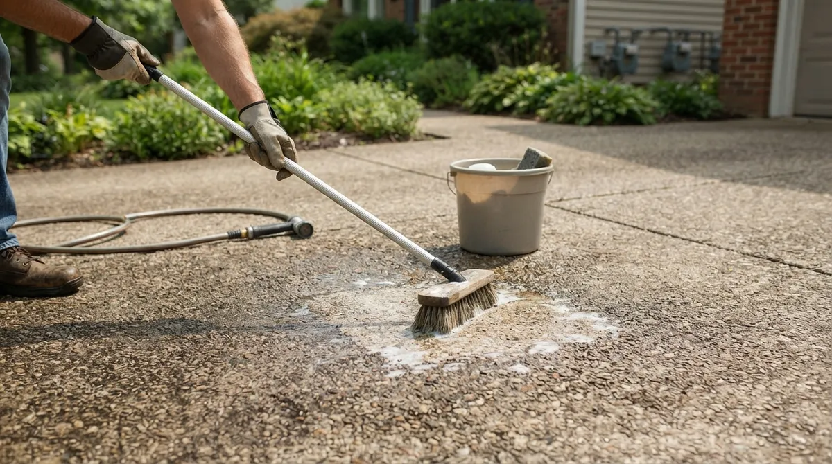 cleaning concrete without a pressure washer